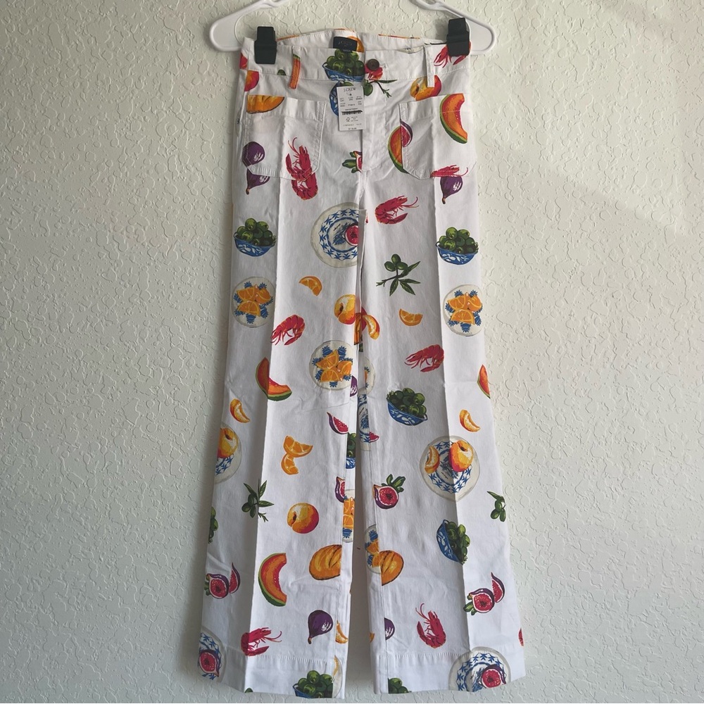 J. Crew White Pants with Colorful Print